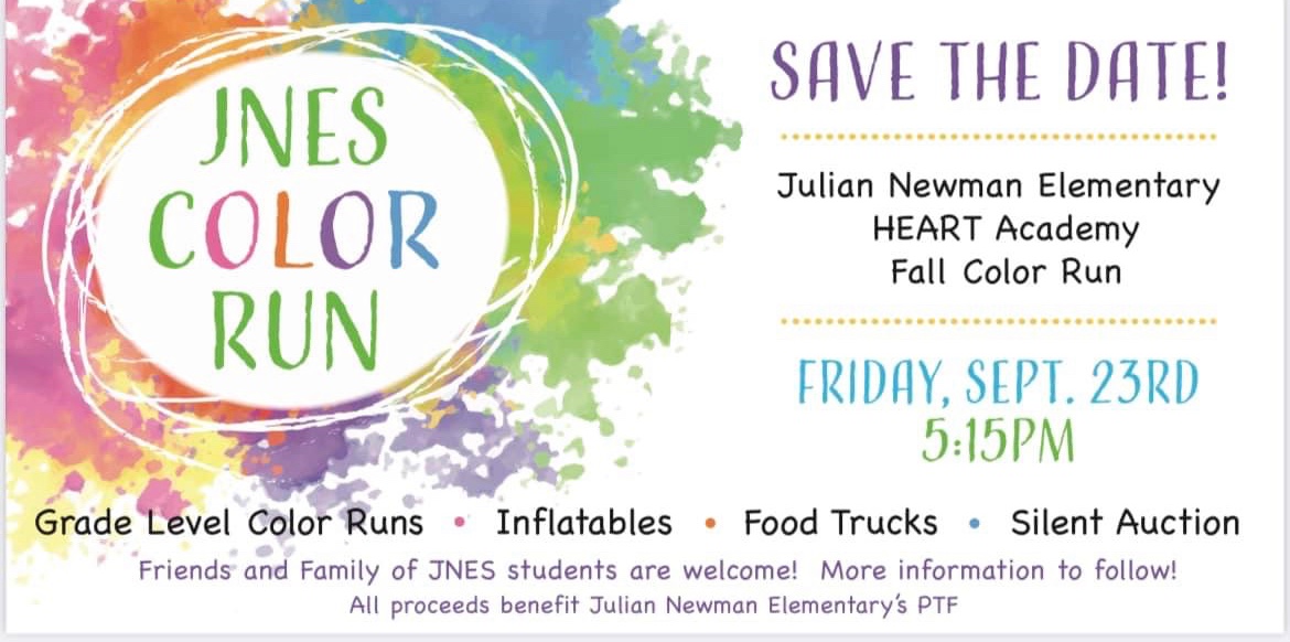 malone_tenika's tweet photo. We have some BIG plans for our fundraiser this year, so SAVE THE DATE! On September 23rd, we will host the JNES Color Run. You won’t want to miss this!! More details at Orientation on August 4th! https://t.co/8Tp8ZbxutT