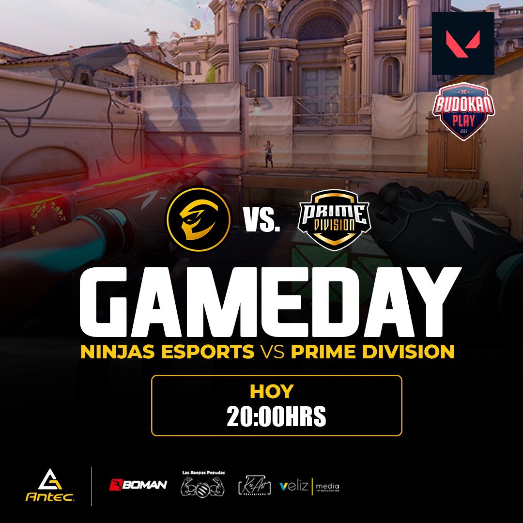 Hoy tenemos un nuevo enfrentamiento y esperamos conseguir una nueva victoria✨ #valorant de <a href="/budokanec/">BudokanEC</a>  #vamosnjs 
🆚 <a href="/PrimeDivision7/">PrimeDivision</a> 
.
#gamers #budokan #gamer #antecgaming #play