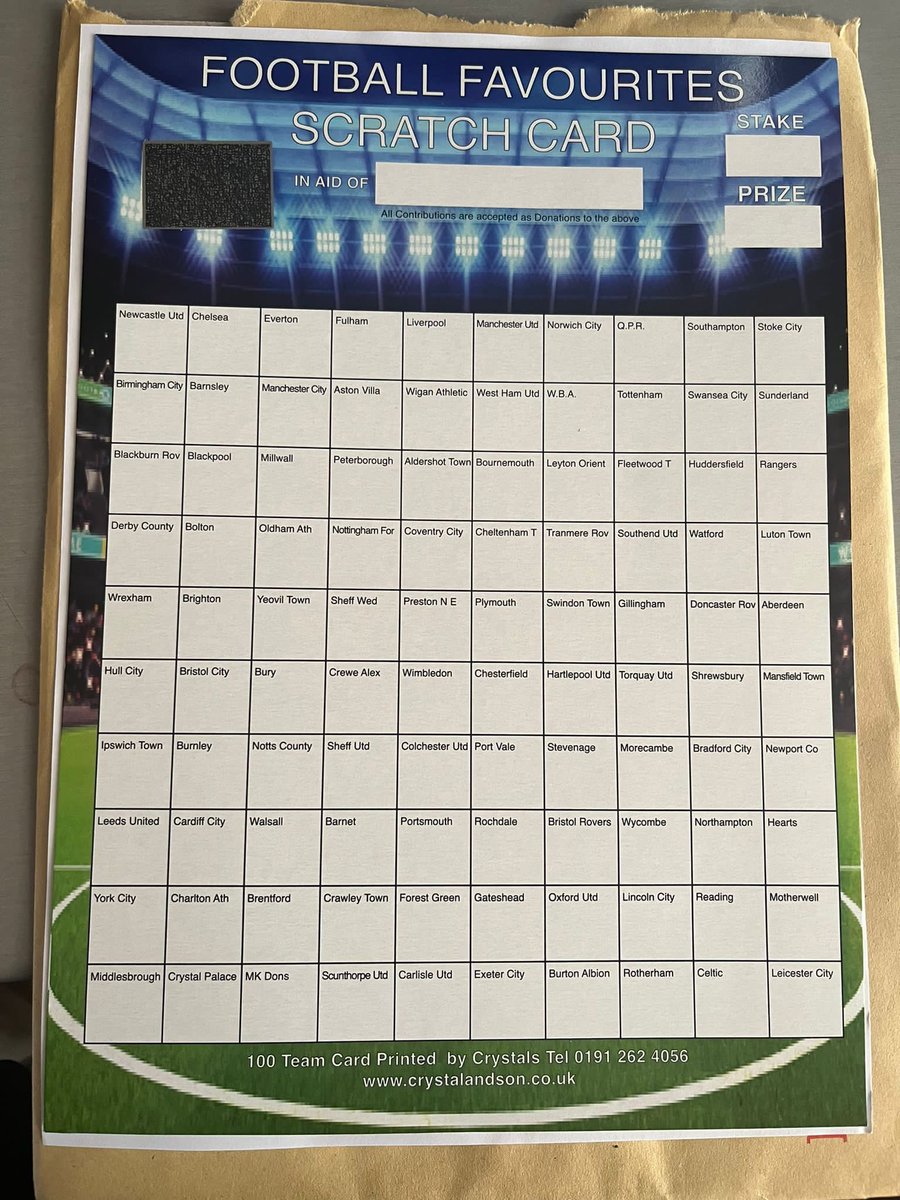 competition for a sponsorship or cash prize to enable us to provide new matchday attire

£25 for a square, if you win you have two choices of prize, EITHER :

- your businesses name on our 1st teams tracksuits for the next 12 months minimum
OR
- £500 of Amazon or Argos Vouchers!