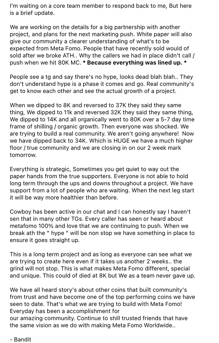 MetaFomoToken's tweet photo. Update from the team 🚨 

 #MetaFOMO #METAFOMOWORLDWIDE #FOMOLevel #Crypto #Cryptocurrency #Moonshot #Mooning #Gem #Next100XGEMS #BTC #BNB #ETH #Binance #Poocoin #Dextools #Telegram https://t.co/ruPU7KcTWW