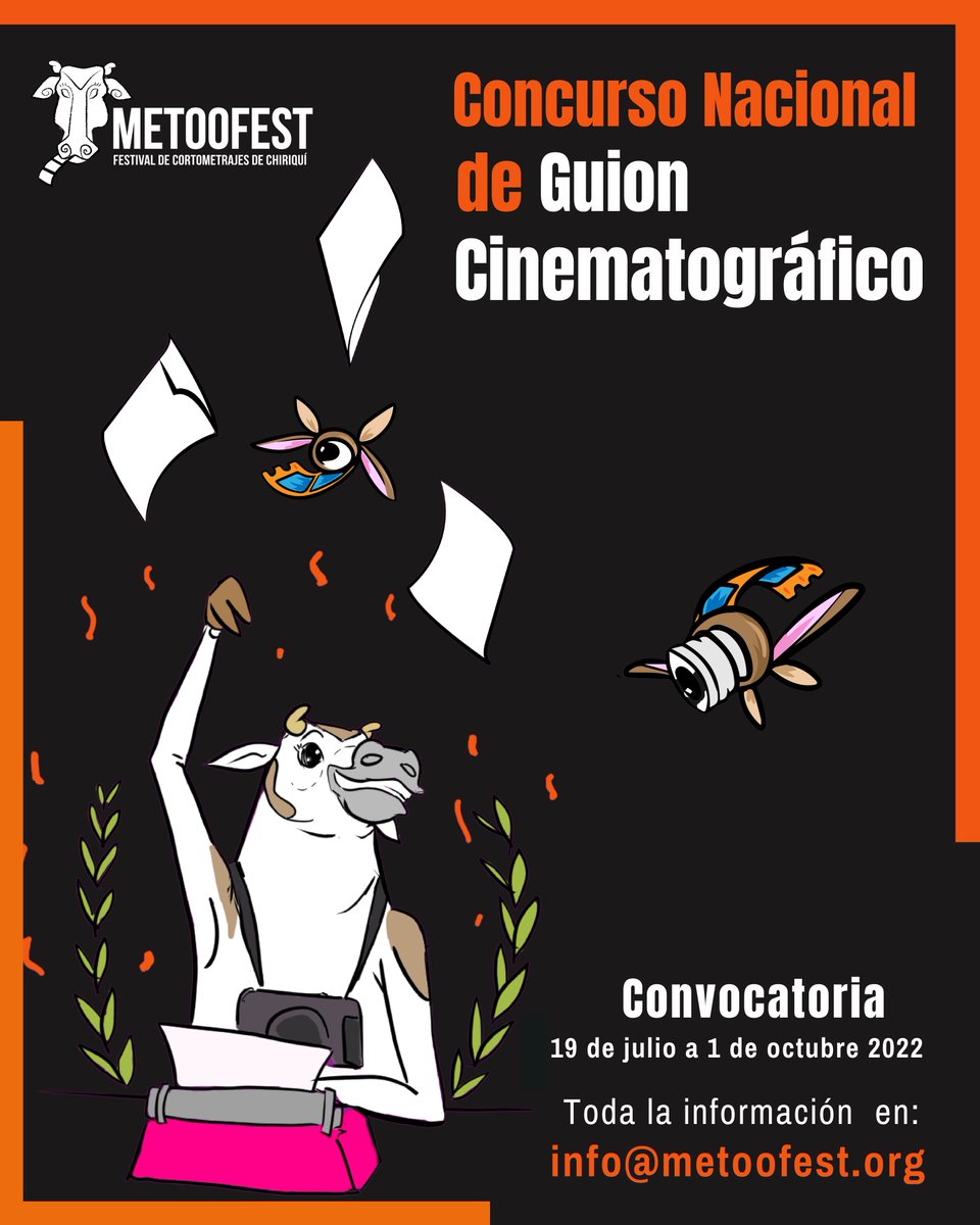 Ya está abierta la convocatoria para el Concurso de Guion Claketa: Categoría Nacional🐄🎥 Escribe al info@metoofest.org para conocer cómo puedes participar con tu guion de cortometraje🤩 #metoofest2022