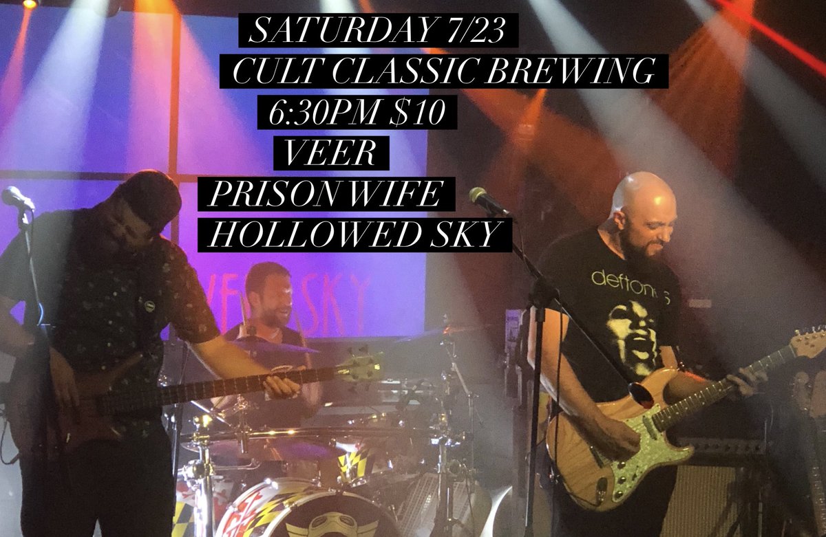 Saturday night at Cult Classic!

We will be playing a mostly instrumental set, but part of our set will feature a special guest vocalist.🤔

Joining us will be:
<a href="/VeerBand/">VEER</a> &amp;
<a href="/PrisonWifeBand/">Prison Wife</a> (w/ our guitarist subbing on drums)

6:30pm $10
🎟simpletix.com/e/veer-with-sp…
📸 Debby Holman