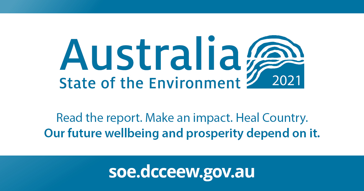 The 2021 State of the Environment report is out now. 
For the first time, the report has been led by co-chief authors including both female and Indigenous representation to strengthen the link between traditional and western science. soe.dcceew.gov.au #SoE2021#HealCountry