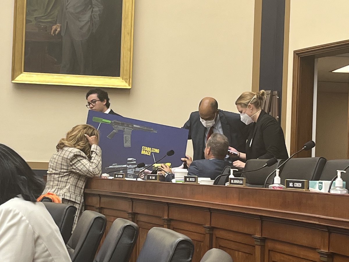 RepThomasMassie's tweet image. Democrats trying to figure out the difference between a bump stock and an arm brace. They want to ban both but they don’t even know the difference.