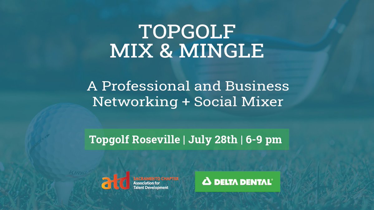 ATDSac's tweet image. There are still spots left! Join us on Thursday, July 28 at Topgolf Roseville for a professional and business networking and social mixer unlike any other in Sacramento! Register at tdsac.org/event-4870117

#topgolf #learninganddevelopment #sacramento #networking