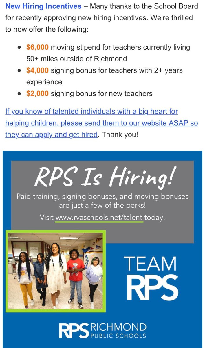 2019 National Teacher of the Year (@rodrobinsonrva) on Twitter photo .<a href="/RPS_Schools/">Richmond Public Schools</a> is hiring and we have incentives for new teachers to district. Come join us. Visit RVAschools.net/Talent to see openings. .<a href="/RPS_Schools/">Richmond Public Schools</a> is hiring and we have incentives for new teachers to district. Come join us. Visit RVAschools.net/Talent to see openings.