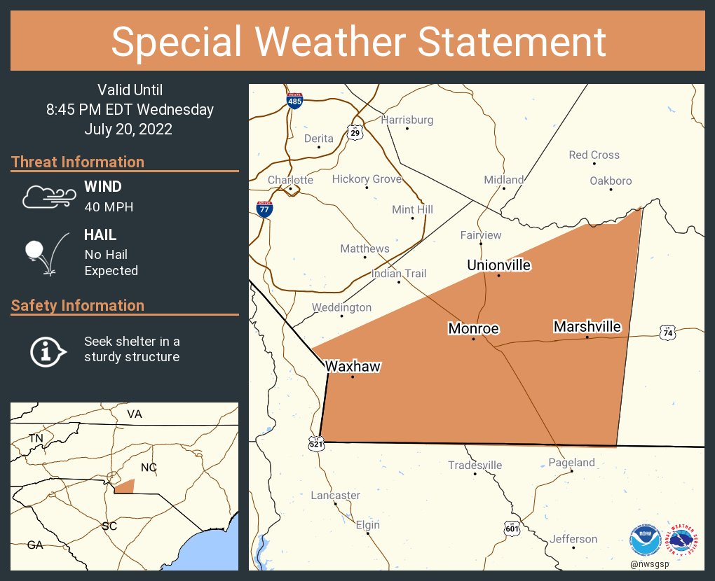 NWS GSP on Twitter "A special weather statement has been issued for