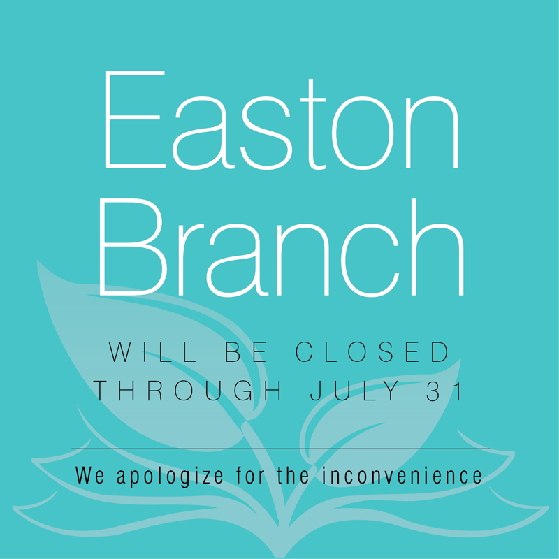 The Easton Branch Library will be closed through July 31. We apologize for the inconvenience.
#FresnoLibrary #EastonLibrary