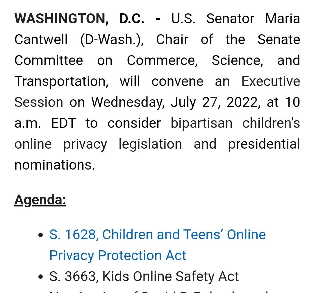Cristiano Lima on Twitter "INBOX Senate Commerce to markup the