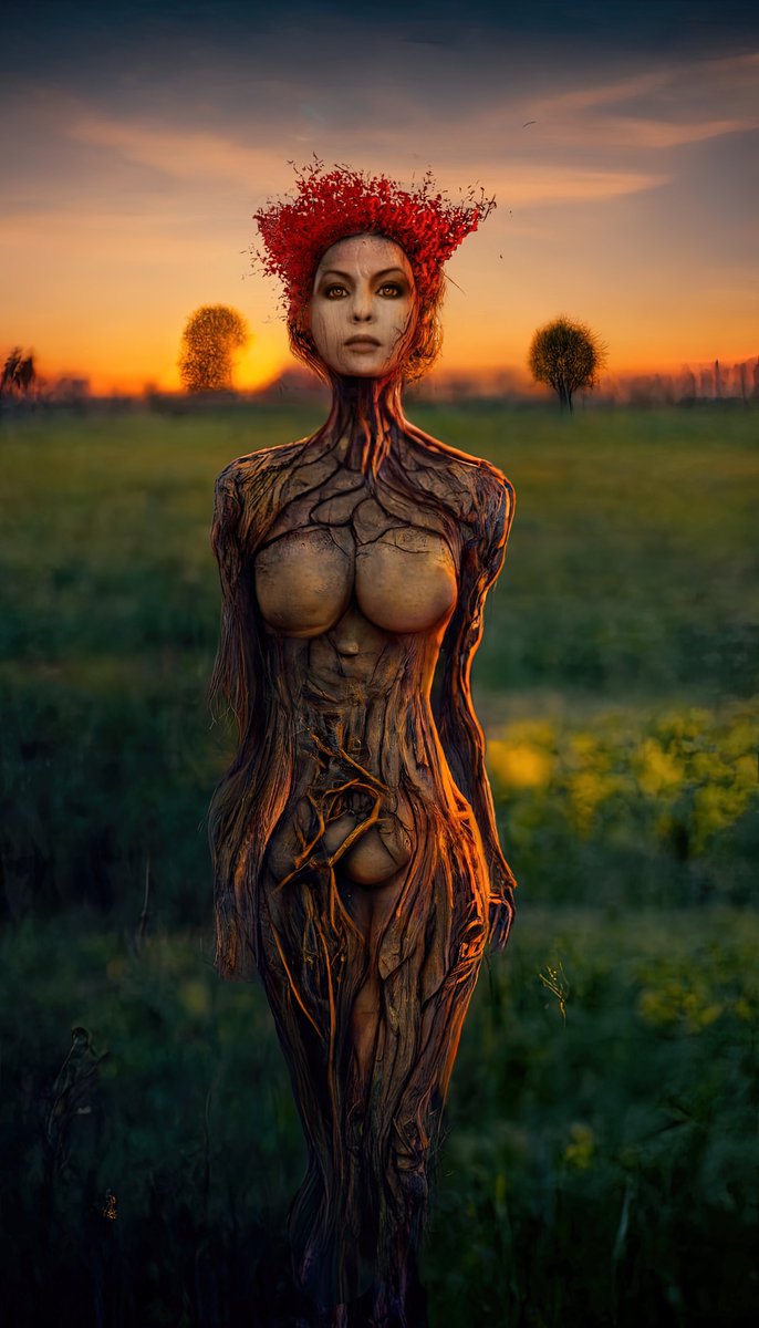 JeffWickliffe's tweet photo. Something new I created using over a dozen #midjourney prompts, then composited the elements I liked and used some of my #photography to make an entirely new face and some hand painting to finish it off. 
I really love how #AiArtwork sparks my #creativity #aiartist https://t.co/nmGYGllO8r