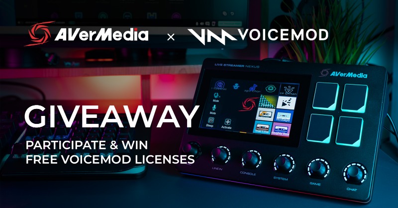 AVerMedia's tweet image. 🌟VOICEMOD LICENSES GIVEAWAY🌟

Get yourself a full license to use @voicemod on your stream! 
How to enter?

1) Follow @AVerMedia &amp;amp; @Voicemod

2) RT 🔁and Like ❤️ this Tweet

Winners will be announced every week!

THAT’S IT! GOOD LUCK