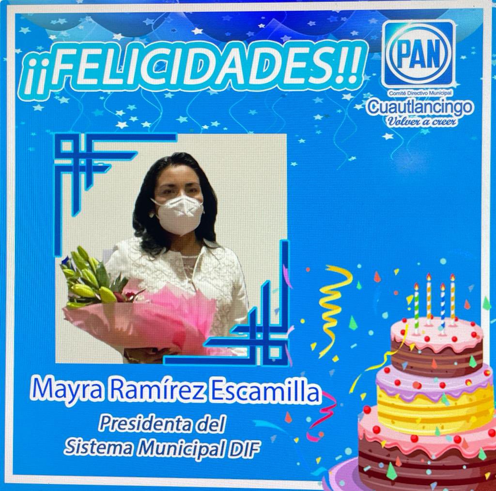 CDMPANCUAUTLAN1's tweet photo. Enviamos una felicitación a la presidenta del Sistema Municipal DIF, Mayra Ramírez Escamilla por su cumpleaños. https://t.co/RoTVIgkzru