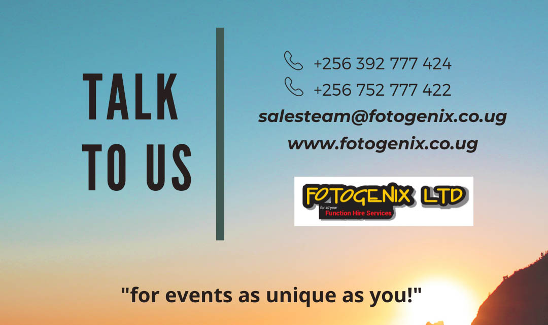 Fotogenix_UG's tweet image. We would be pleased to bring our services to you in Arua. Kindly contact us on 0752777422 or 0752777424 and our sales managers will gladly share information you need to use our #functionhireservices.