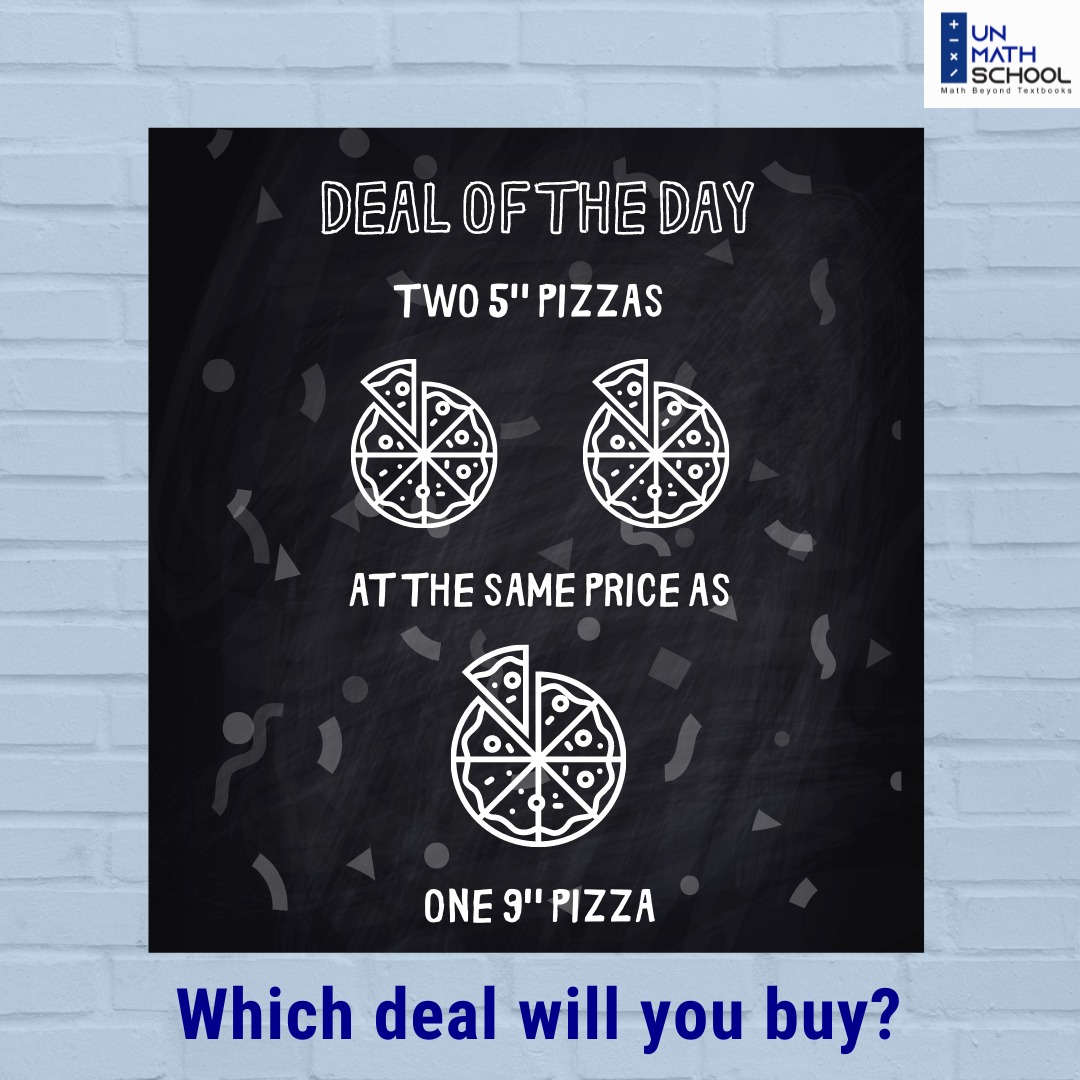 UnmathSchool's tweet photo. Which one will you buy if you were offered the deal? Let us know in the comments section.

@raashibathija @DiveshNBathija @Negarg0028 

#maths #mathematics #mathskills #pizza #mathinreallofe #mathpuzzles #letsunmath https://t.co/oDigQUM4Zu