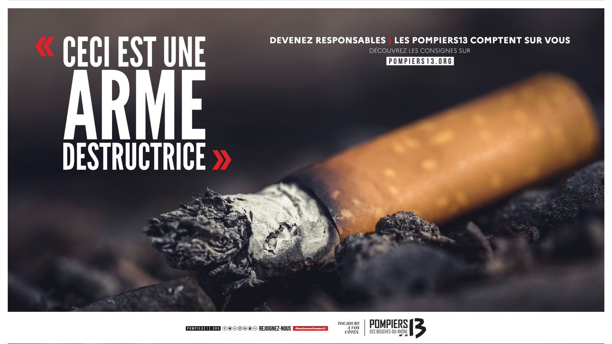 Pompiers_13's tweet image. [#Prévention]

Il n&apos;y a pas de fumée sans feu... et sans cigarette 🚬 .
Le Mistral est attendu au Nord du @departement13 et un vent de Sud-Ouest le long du littoral (45 km/h). 
Les #Pompiers13 vous rappellent que le jet de mégot est interdit 🚭.

En cas de départ de feu, ☎ 112.