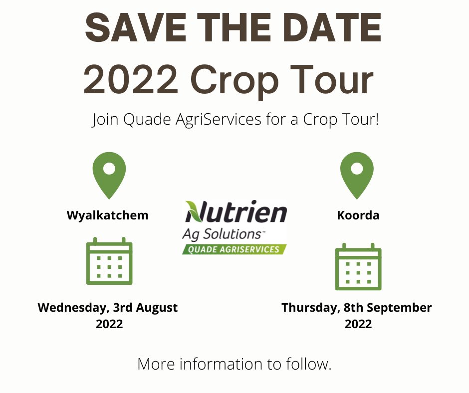 QuadeAgri's tweet photo. QAS 2022 Agronomy Crop Tour Dates are locked away. Please take note of the date change for Wylie to the 3rd Aug. If you cannot make your local one - your welcome at the other event. Plenty of topics to be discussed that help drive your business profitability. https://t.co/Wif4I2ZBwG