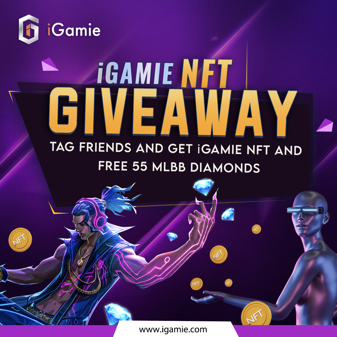 igamie_global's tweet image. 📣NFT GIVEAWAY📣
We'll choose 3 participants to give out 3 NFTs that come with 55 MLBB diamonds each 🥳
1. Follow us &amp;amp; Tag 3 friends 
2. Share this post and make it public
📌To receive 55 MLBB diamonds you will need to have iGamie account. Sign up here: bit.ly/3ch3E7q