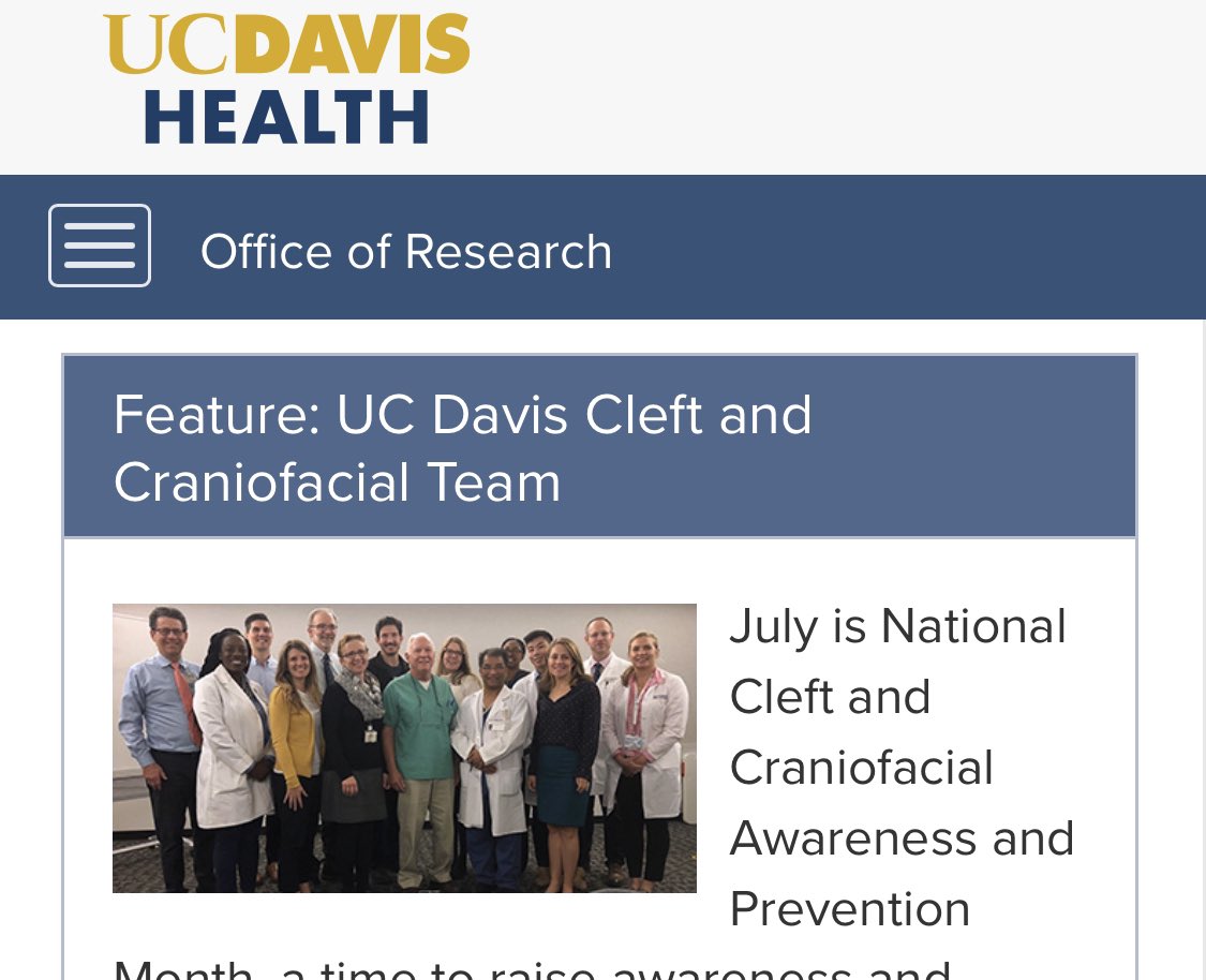 Dr. Travis Tollefson (@tttollefsonmd) on Twitter photo health.ucdavis.edu/medresearch/re…. Cleft and craniofacial awareness month in July- check out our research to help these kids and their families #cleftstrong <a href="/UCDavisChildren/">UCDavisChildrensHosp</a> health.ucdavis.edu/medresearch/re…. Cleft and craniofacial awareness month in July- check out our research to help these kids and their families #cleftstrong <a href="/UCDavisChildren/">UCDavisChildrensHosp</a>