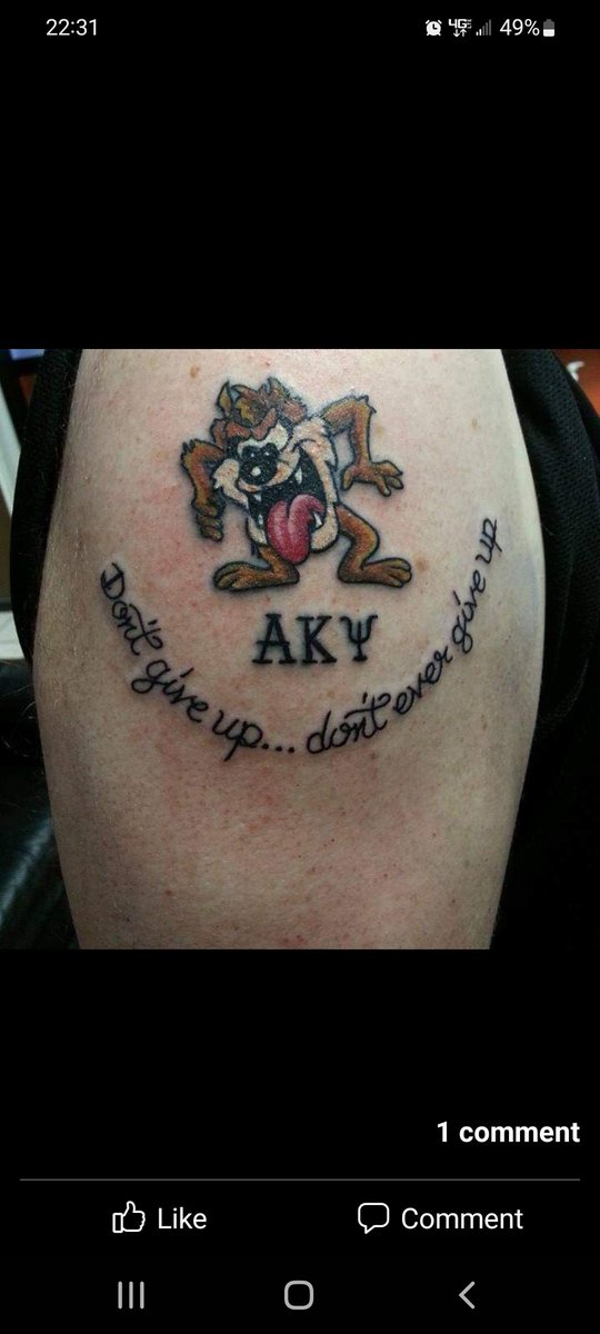Don't Give Up Don't Ever Give Up <a href="/DickieV/">Dick Vitale</a>. Keep fighting baby. This is my tat for my Mom who beat cancer