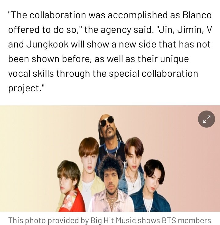 BTSquadInfo's tweet photo. [INFO]📰

¡Comunicado de BigHit sobre la próxima colaboración de BTS en 'Bad Decisions'!

"La colaboración se dio porque Blanco la ofreció. Los cuatro miembros, mostrarán un lado nuevo de ellos, y sus habilidades vocales únicas a través de este proyecto especial". https://t.co/R7Fhd6T5ZD