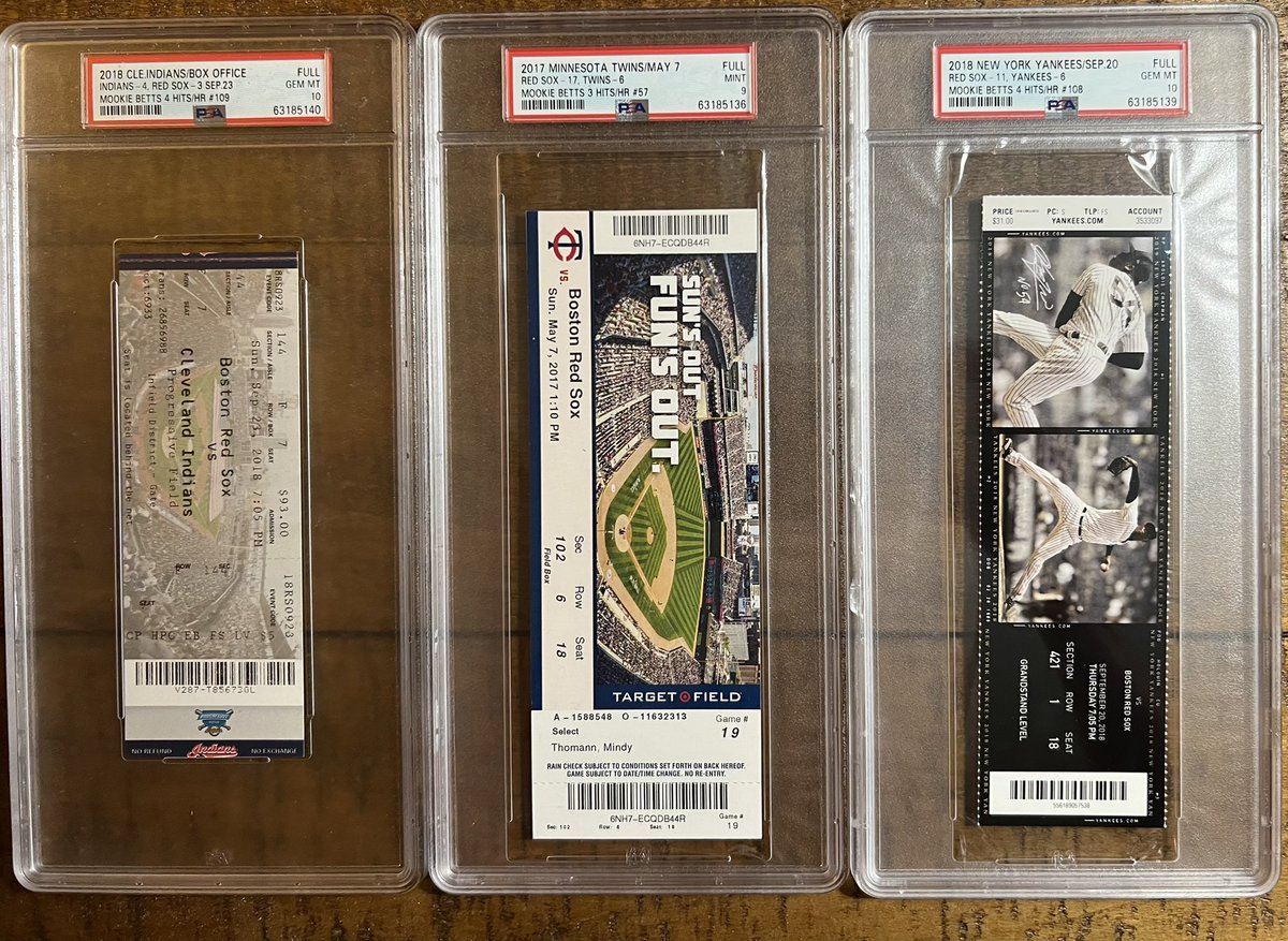 chubeans's tweet photo. Part of a project to try to find tickets for all of Mookie Bettsβ 139 Red Sox home runs. What do you think @mookiebetts ? #Dodgers #homerunpower https://t.co/X7hEf9SusU