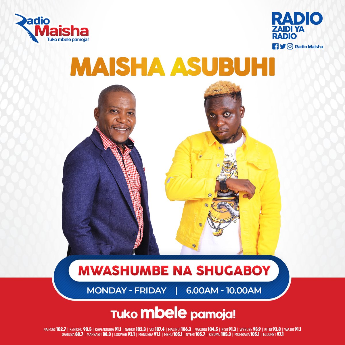 radiomaisha's tweet image. Maisha Asubuhi #tbt edition na @emmanuelmwashu1 na @shugaboyke1. 6am - 10am. #MwashumbeNaShugaboy #RadioZaidiYaRadio