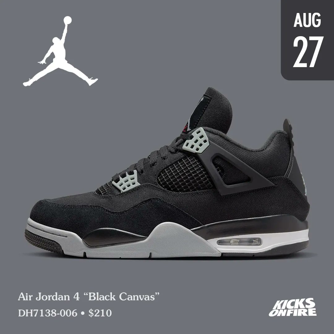 kicksonfire's tweet photo. Air Jordan 4 “Black Canvas” 🖤 Need a pair ? https://t.co/yCS4tG2d54