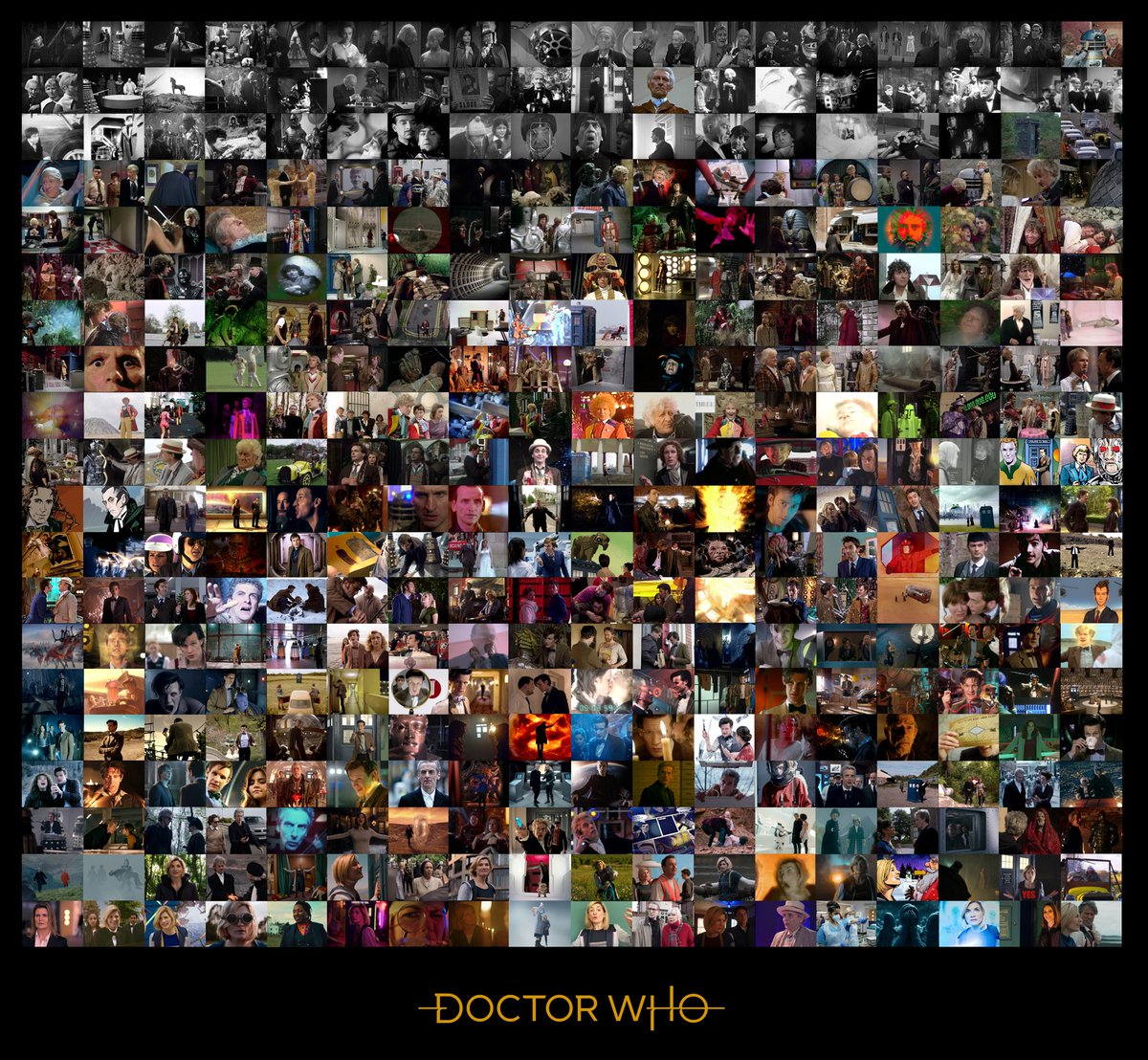 DimensionsInJen's tweet photo. New poster. Every on screen (honestly) Doctor Who story. ❤️ Enjoy. https://t.co/lf4FWRoUli