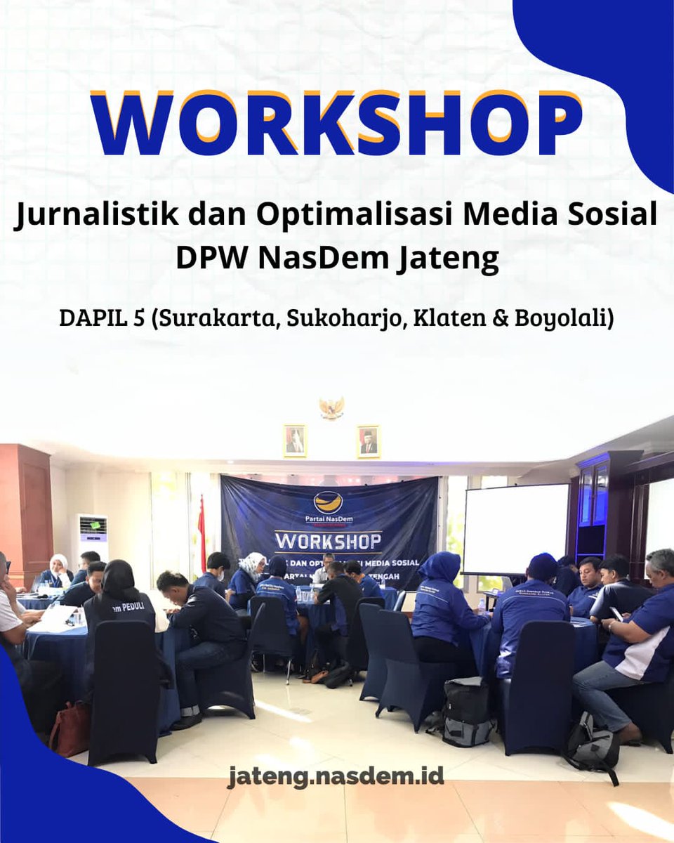 20 kader milenial dari Dapil V Jateng mengikuti pelatihan jurnalistik dan sosial Media DPW NasDem Jateng angkatan ke-2 pada Rabu (20/7).

Pelatihan ini bertujuan meningkatkan kapasitas kader dalam mengelola media sosial serta melahirkan produk-produk jurnalistik.
#NasDemJateng