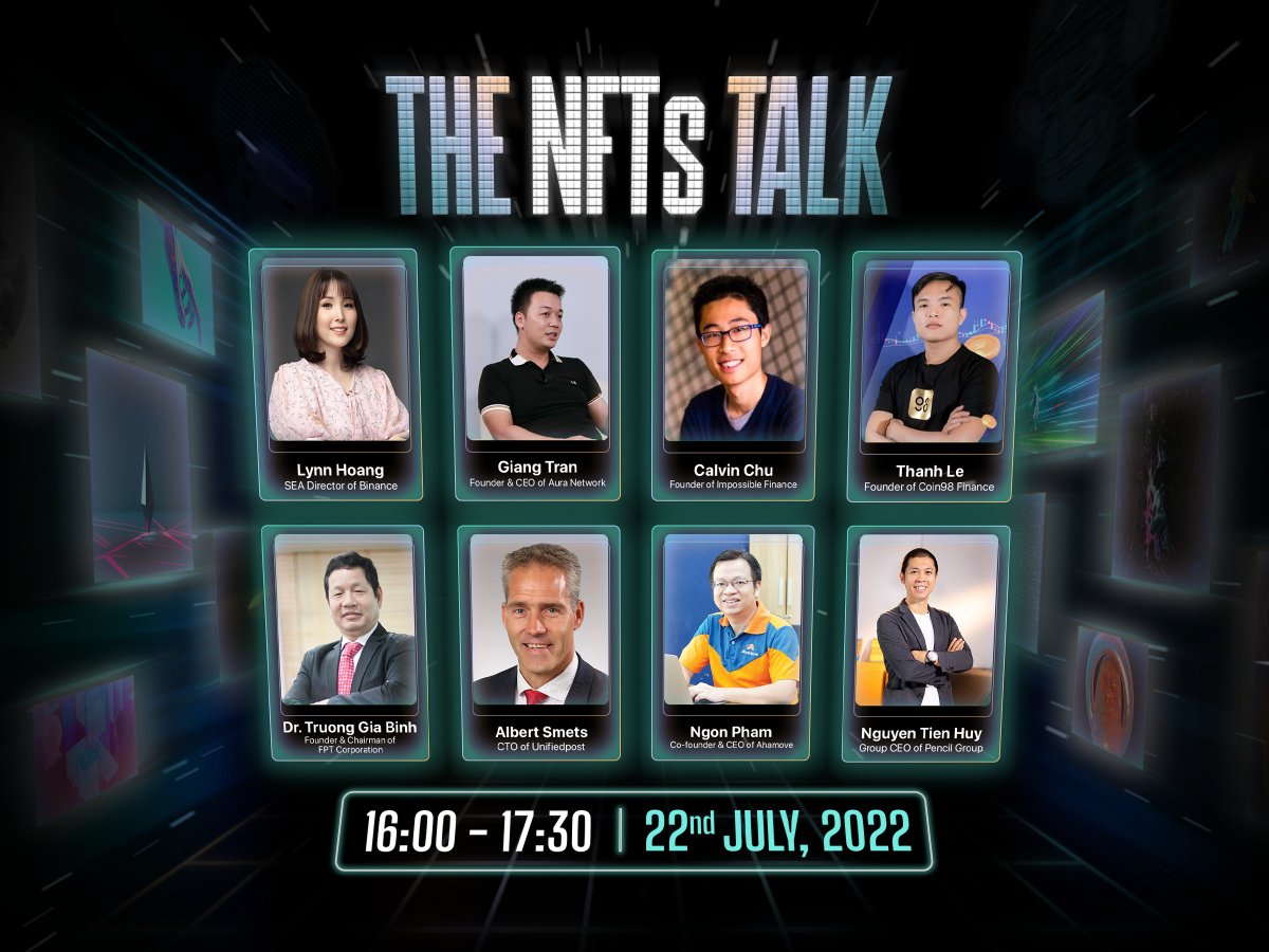 AuraNetworkHQ's tweet photo. @AuraNetworkHQ presents THE NFTs TALK 🪐

This talk will focus on the future development trend of NFTs and their application in different industries, with premium guest speakers from top-notch organizations 

⏰ 16:00 - 17:30, July 22, 2022 (UTC+7)

🔗 https://t.co/EW85RrddHK https://t.co/zTDIEFZiwG