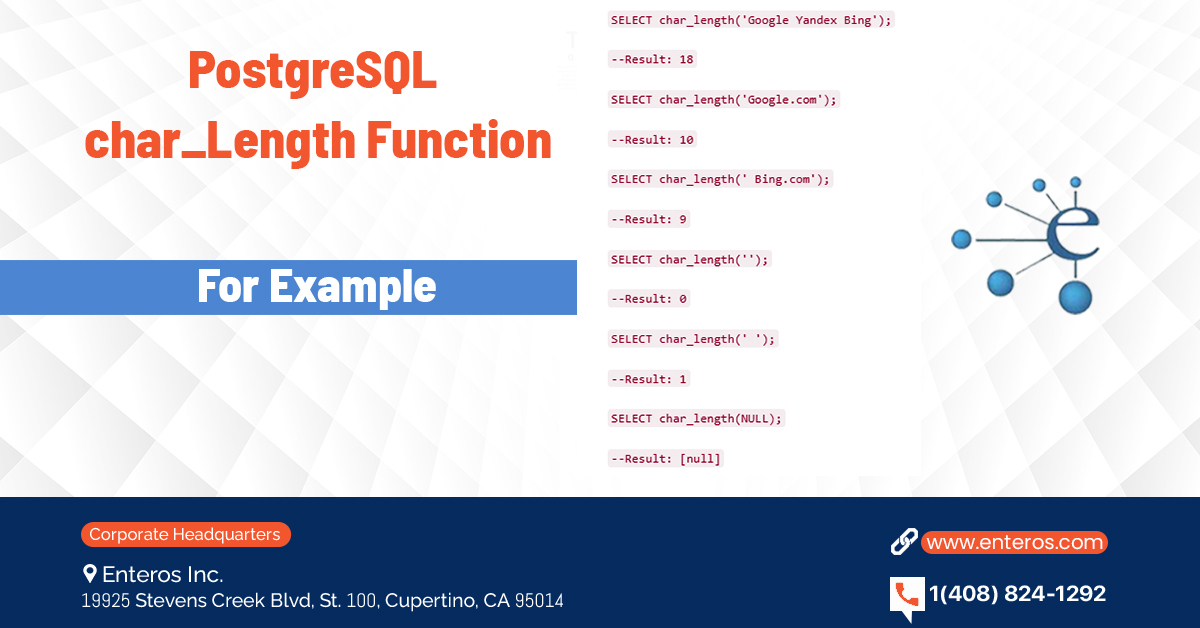 Let’s look at some examples of the char_length function to see how to use the char_length function in #PostgreSQL.
Explained in this blog:  bit.ly/3RHtEcv

#Dataprotection #DataManagement #BusinessIntelligence #data #database #Cloud #BusinessInnovation #securegateway