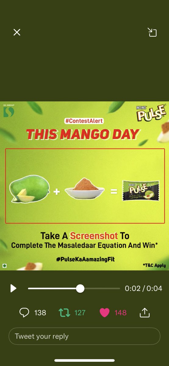 @PassPass_Pulse Here is the my perfect screenshot Of Complete The Masaledar Equation Team 🥭💚📸 

#PulseKaAamazingFit 
#PulseMangoDay  
@PassPass_Pulse  💚💚💚✌️ 

Tagging: 
@mysterioussu 
@prashpatel_ 
@Vishalkr_5  
@manjeet_madam 
@NitinKumar2023