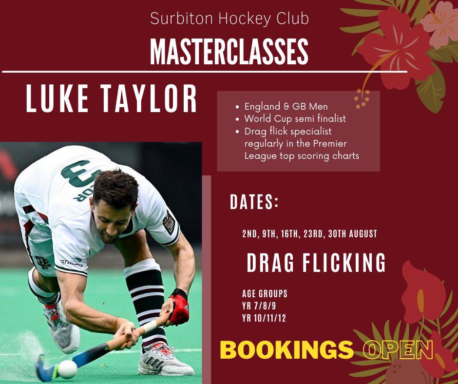 𝗕𝗼𝗼𝗸 𝗮 𝗺𝗮𝘀𝘁𝗲𝗿𝗰𝗹𝗮𝘀𝘀 𝘄𝗶𝘁𝗵…
<a href="/LukeTaylor4/">Luke Taylor</a> 🤩

Our masterclasses provide a unique opportunity to receive skills coaching by some of the best in the game. 

Members &amp; non-members are welcome

Book now - places are limited! 

#SHC  |  surbitonhc.com