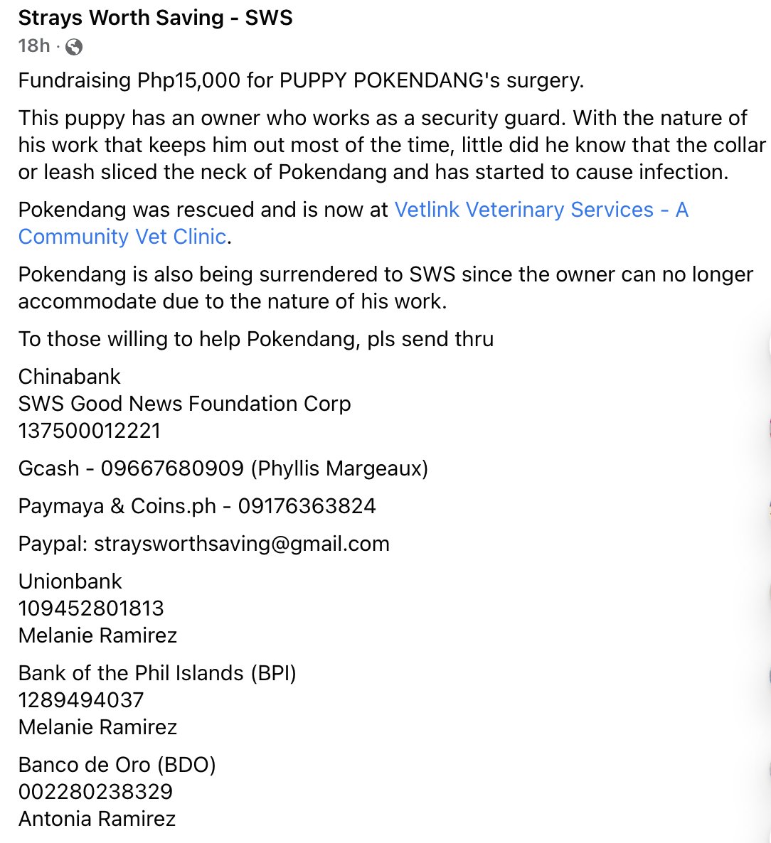 For POKEN, sharing this from Strays Worth Saving - SWS page.
facebook.com/straysworthsav…