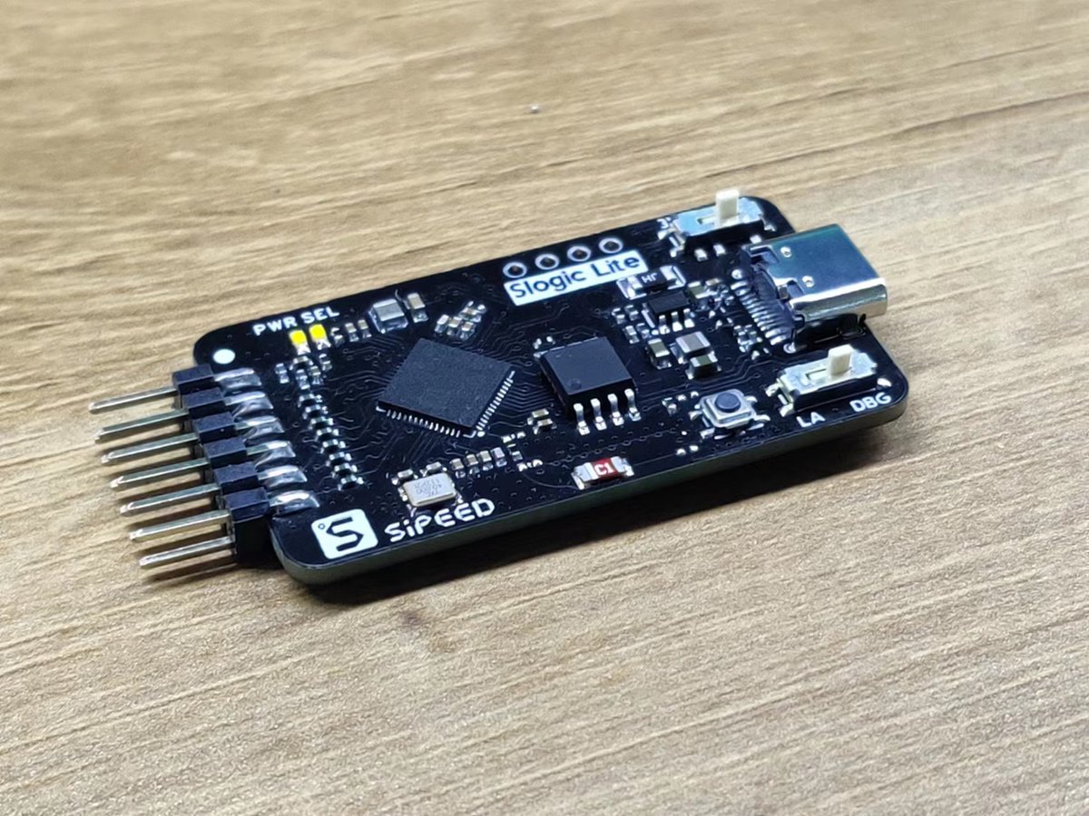 SipeedIO's tweet image. SLogic Lite (Logic Analyzer) coming soon~
USB2.0 HS, 160M@8CH (#sigrok+#pulseview) , 1.8/3.3V compatible, with many addtional functions: 20M JTAG + 20M UART + Offline UART recorder~
Also have WiFi6+BLE~