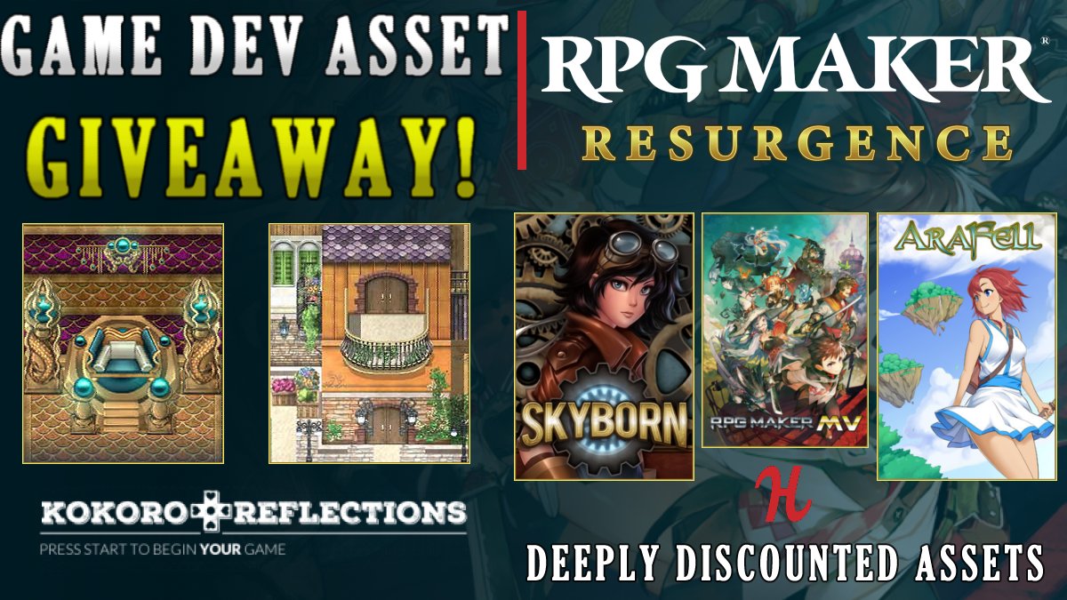 #rpgmaker
Retweet this post for a chance to win an asset pack of your choice from Kokoro Reflections!!! Need more assets for your game at a deep discount? We have great news! Our resurgence Humble Bundle has been extended for 2 weeks!
humblebundle.com/software/rpg-m…