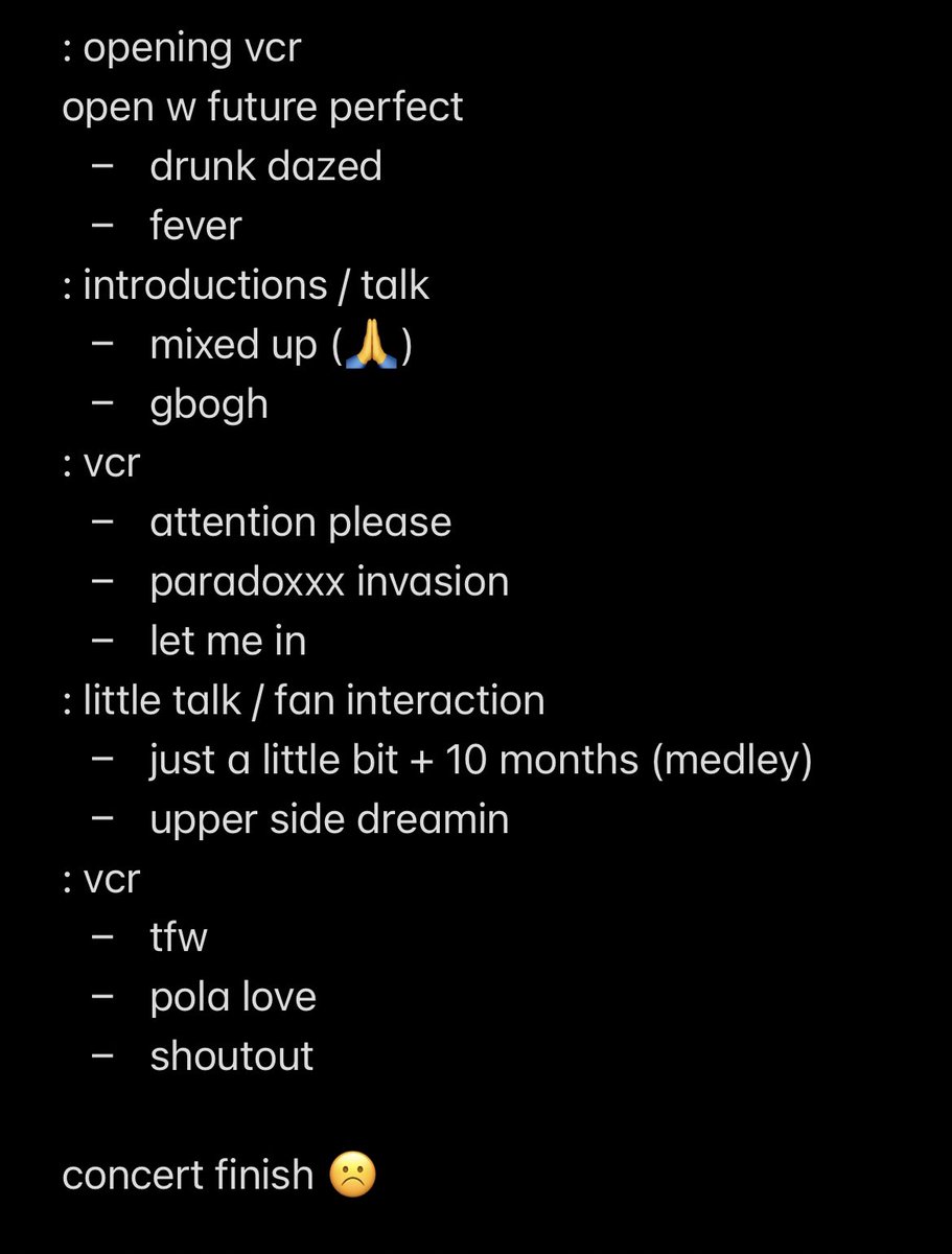 manlfsto's tweet photo. my #ENTOUR set list predictions 😇 https://t.co/gBO0Vsz1GX