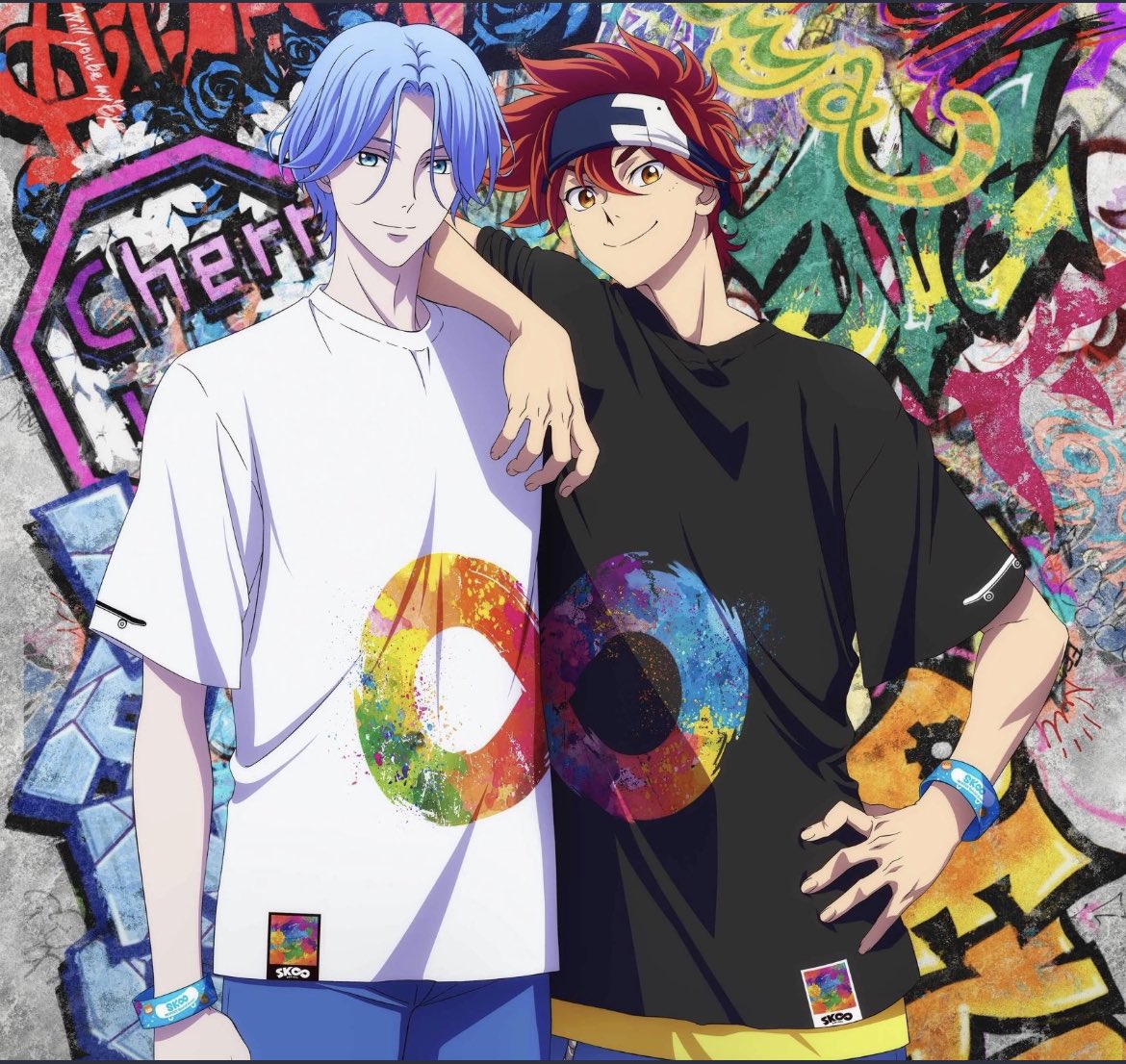 Look at them!!!! I just know his hand is in Reki’s back pocket (also note the cute matching couple bracelets) #SK8THEINFINITY #renga #reki #langa #SK8エスケーエイト