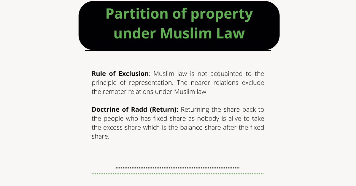 Simonandjoseph1's tweet image. Partition of property under Muslim law 
Follow us @legalhelpnri
Contact us at legalhelpnri.com 
#property #partition #propertypartition #muslimlaw #legalhelpnri #legalquery #query #legalissues #rights #misuse #powers #inheritance #succession #hereforyoupfollowus