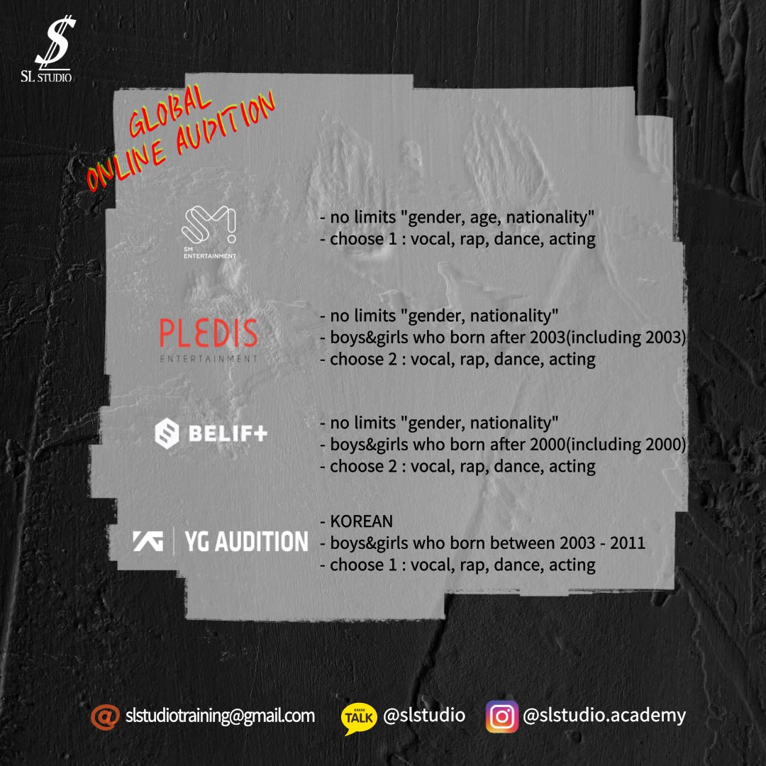 slstudio_aca's tweet photo. [SL STUDIO] ONLINE AUDITION

star+ audition week summer 2022
20th july ~ 20th august(KST)

> korean https://t.co/N2M0oD3ROo
>foreigner https://t.co/r3v7RbijzH

#audition #global_audition #online_audtion
#sm #yg #pledis #beliftlab #pnation #startship #sourcemusic #yuehua https://t.co/8ht0fvvyvX