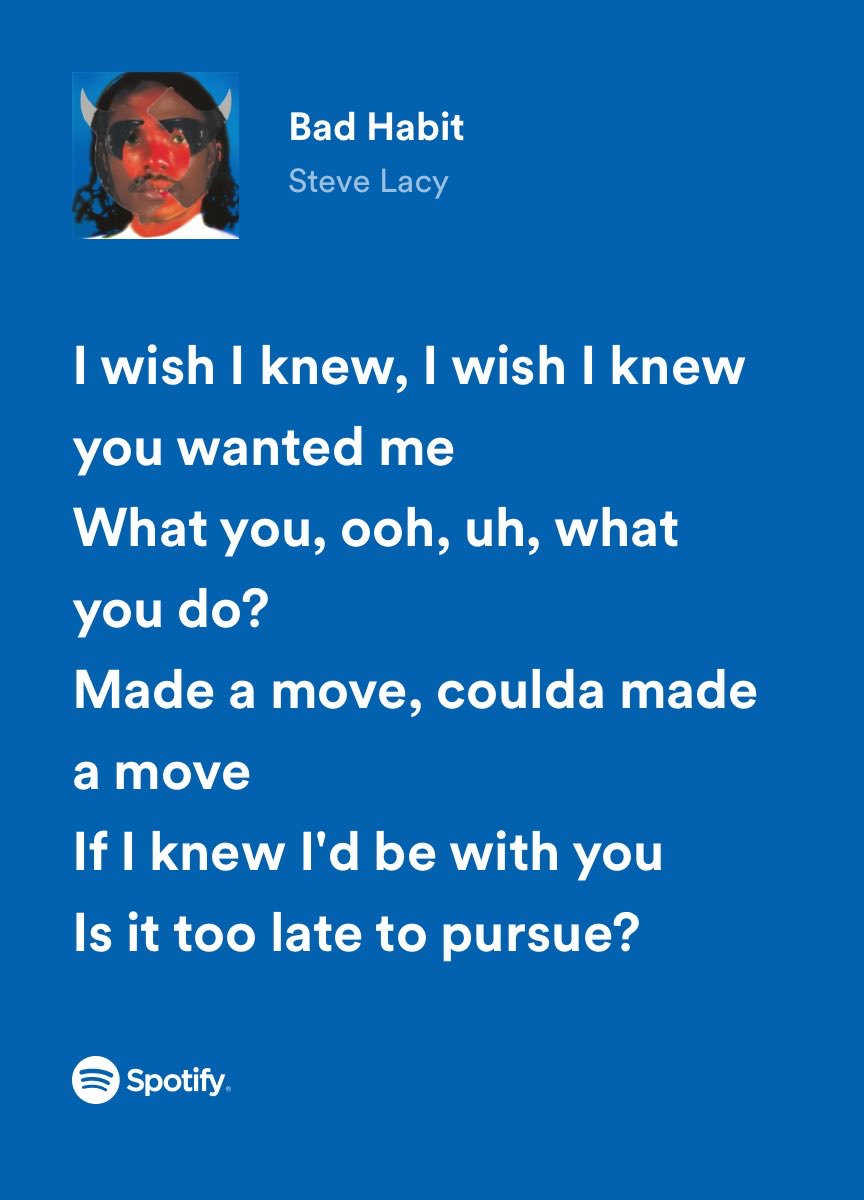 i wish i knew she wanted me, nt that i would have done anything, just for ego purposes  open.spotify.com/track/4k6Uh1HX…
