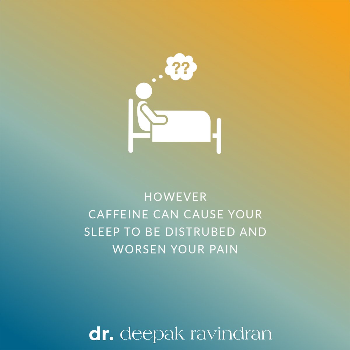 DeepakRavindra5's tweet photo. Caffeine can improve pain when combined with other analgesics. 

However, caffeine disturbs sleep and then pain is likely to be worsened as a result.

#pain #chronicpain #sleep #caffeine #coffee #tea #paindoctor #painexpert https://t.co/lsXSeFkmTW