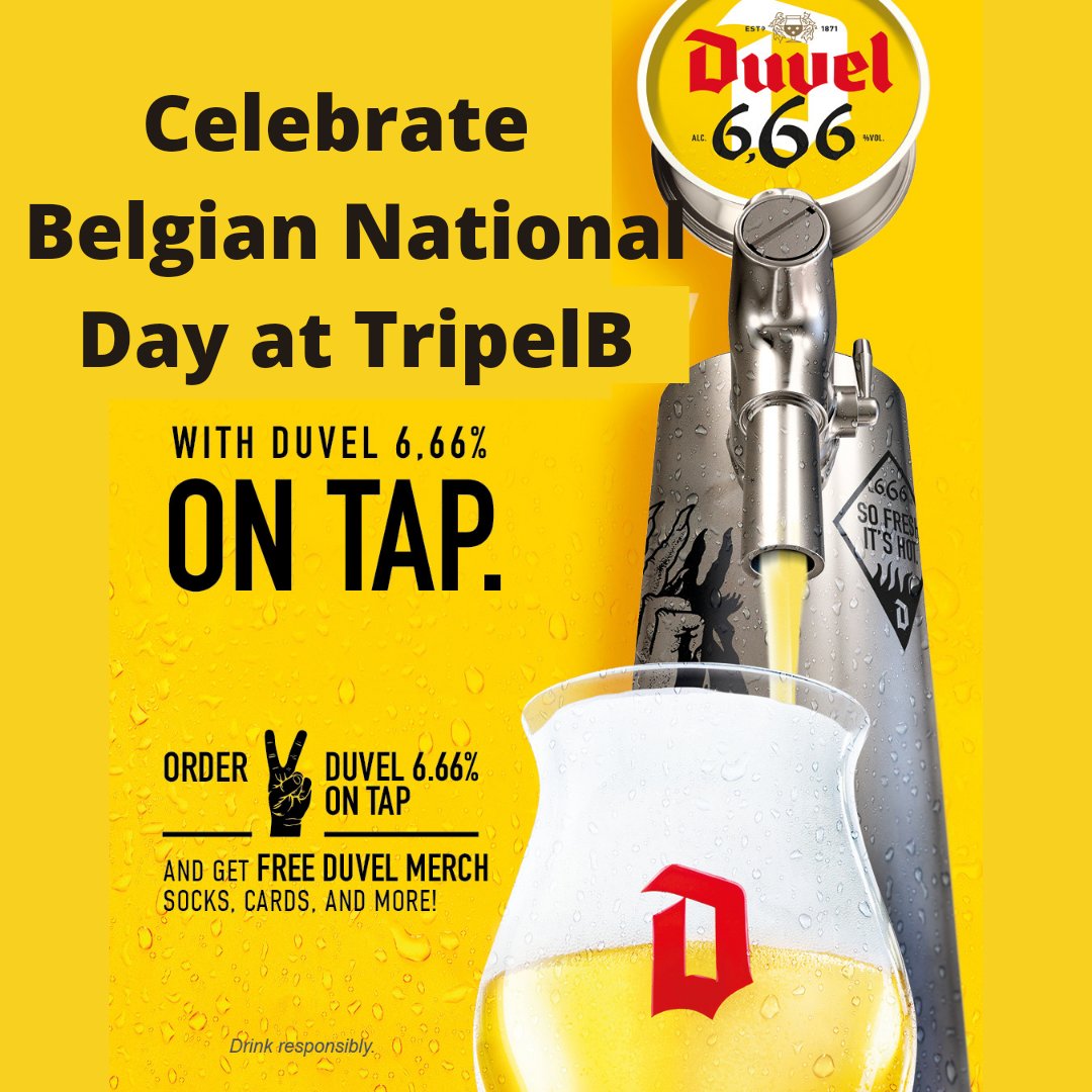 TripelbC's tweet photo. It's Belgian National Day! Celebrate the birth of Belgium by drinking draught Duvel 666 while we give you free merch at TripelB!
#belgiannationalday #belgianbeers #belgianblogger #belgianbeercafe #belgianbeerlover #duvel #WorcestershireHour #visitworcestershire #visitworcester https://t.co/piDRJVfwkH