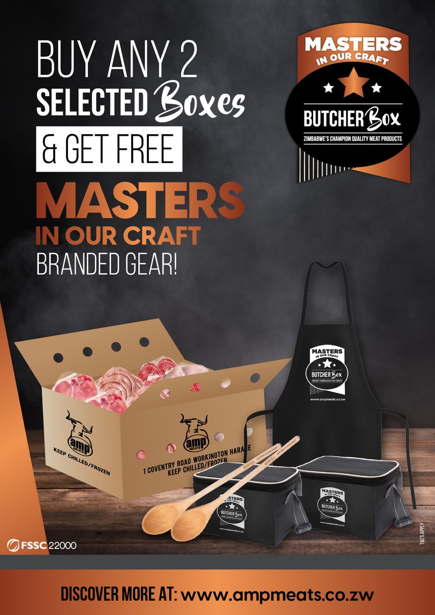 ButcherBoxZw's tweet photo. Get epic giveaways with your BUTCHER BOX order! There has never been a better time to enjoy superb quality meat at affordable pricing.

Discover more at https://t.co/TGQb5kl4Gv

Valid from Wednesday 22 June – Saturday 23 July 2022

T&amp;C’s Apply

#mastersinourcraft #butcherbox https://t.co/zmLTrYjE6K