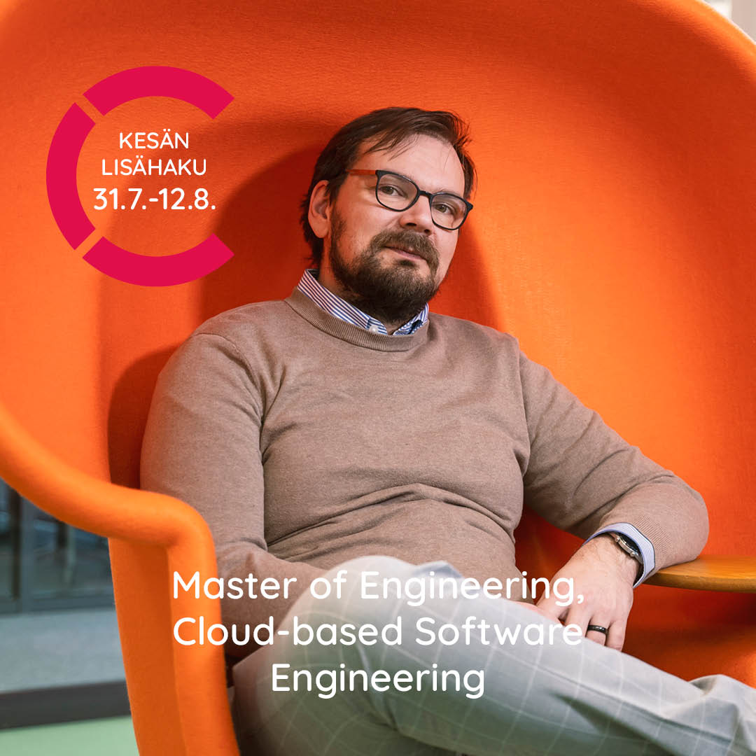 centriaamk's tweet image. Do you have a Bachelor&apos;s degree in #computerscience or something similar and you already have work experience in the field? 

Our brand new degree programme #MasterofEngineering, Cloud-Based Software Engineering is aimed at you. 🎯

👉 Apply 31.7.-12.8. centria.fi/lisahaku!