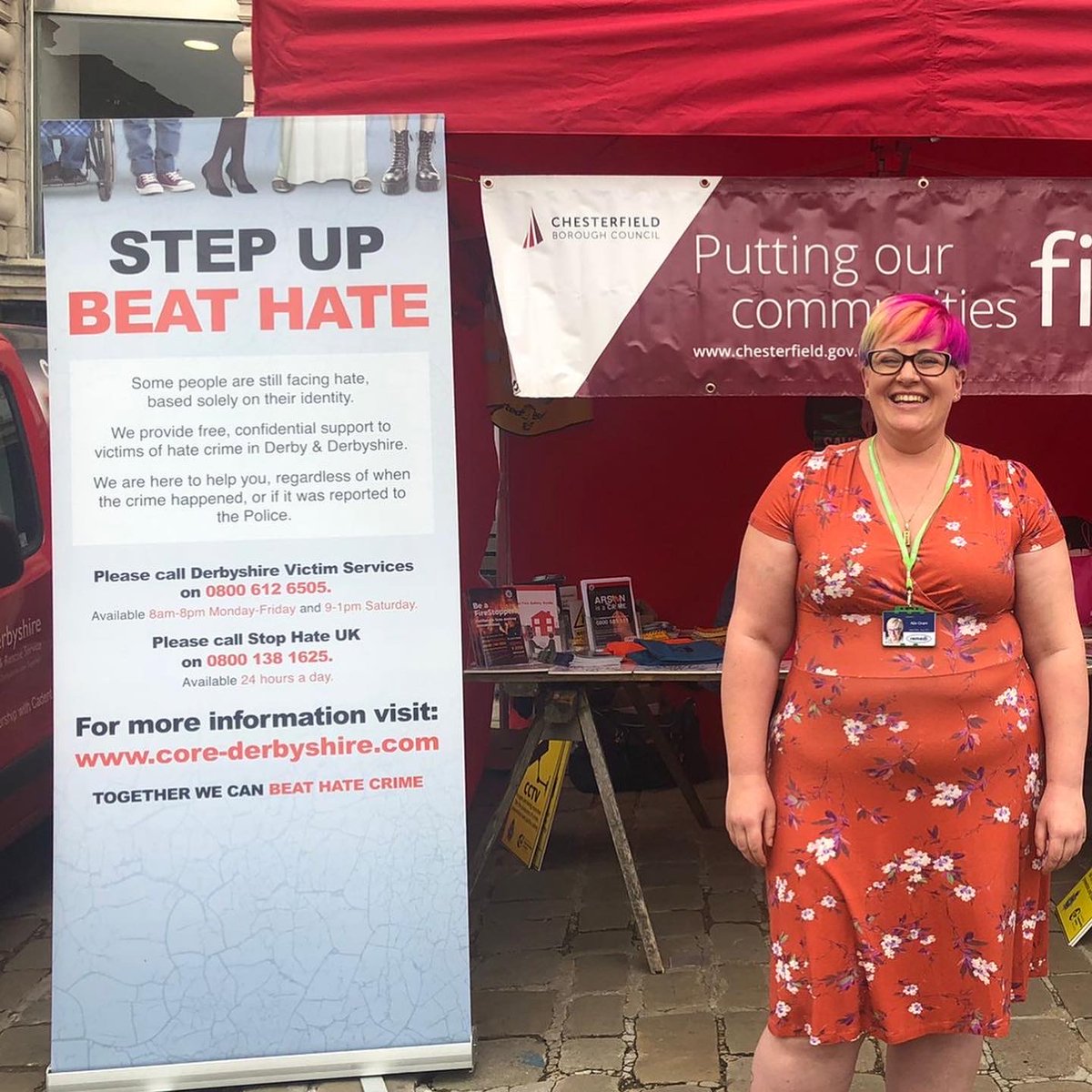 RemediRj's tweet photo. Alix from Derbyshire Victim Services is at Chesterfield Market today raising awareness of our services for antisocial behaviour week. If you’re around, drop by and say hi! 👋 @Derbyshire_Core @DerbysPCC @DerbysPolice  #derbyshire #chesterfield #victimservice https://t.co/cLIt2RaQAw