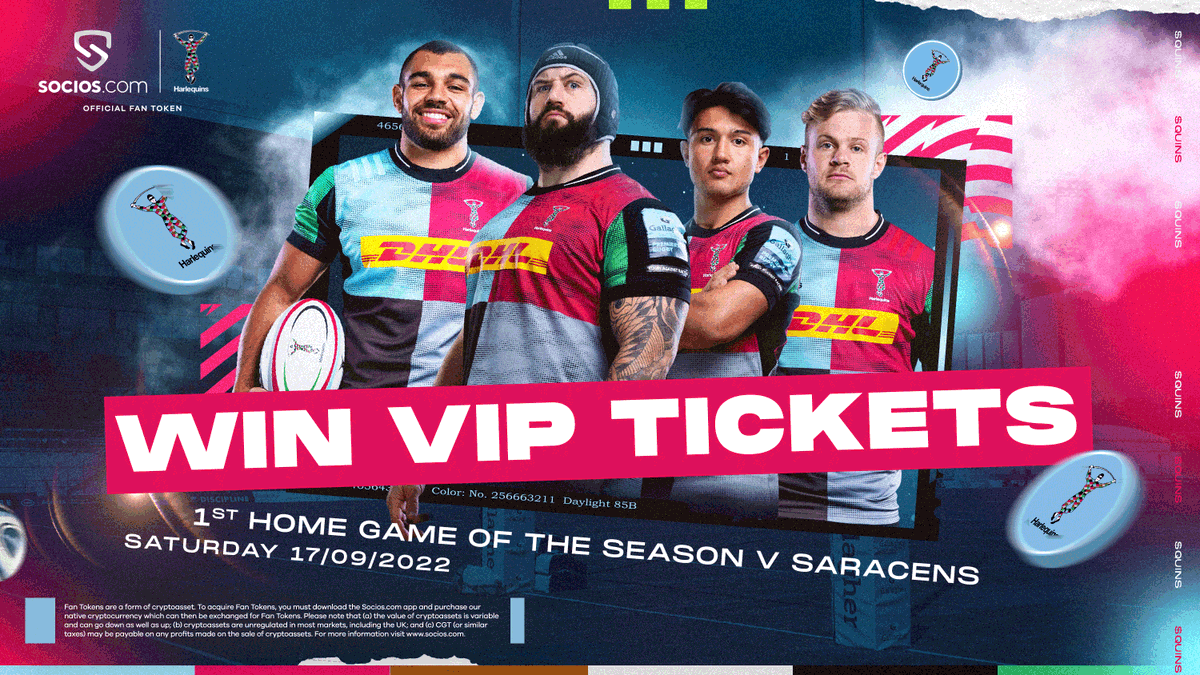 🎟 Win tickets!

To celebrate our partnership with <a href="/socios/">Socios.com</a> you can win a pair of VIP tickets to our first home match of the season against Sarries.

To enter:

✅ Follow <a href="/socios/">Socios.com</a> 
✅ Comment #COYQ 
✅ RT