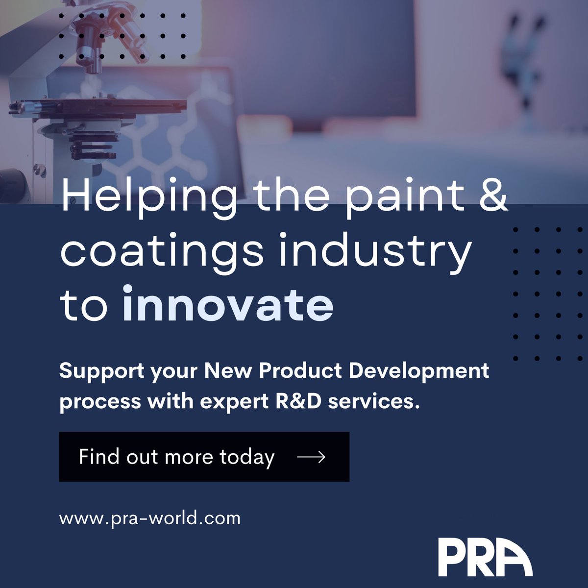 Enabling you to innovate &amp; remain competitive, NPD is vital for your success in the paint &amp; coatings industry. Understanding the challenges you face, our APM &amp; Prince2 qualified technical team are here to help you achieve your goals.

Find out more today:

pra-world.com/research-and-d…