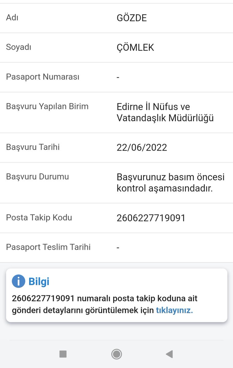 22 Haziran 2022 de başvurdum ama hala basım oncesi kontrol aşamasında lütfen yardımcı olun öğretmenim Erasmustan yurtdışına çıkacağım
<a href="/sefikaygol/">Şefik AYGÖL</a> <a href="/TCNufusDestek/">NVİDestek</a>