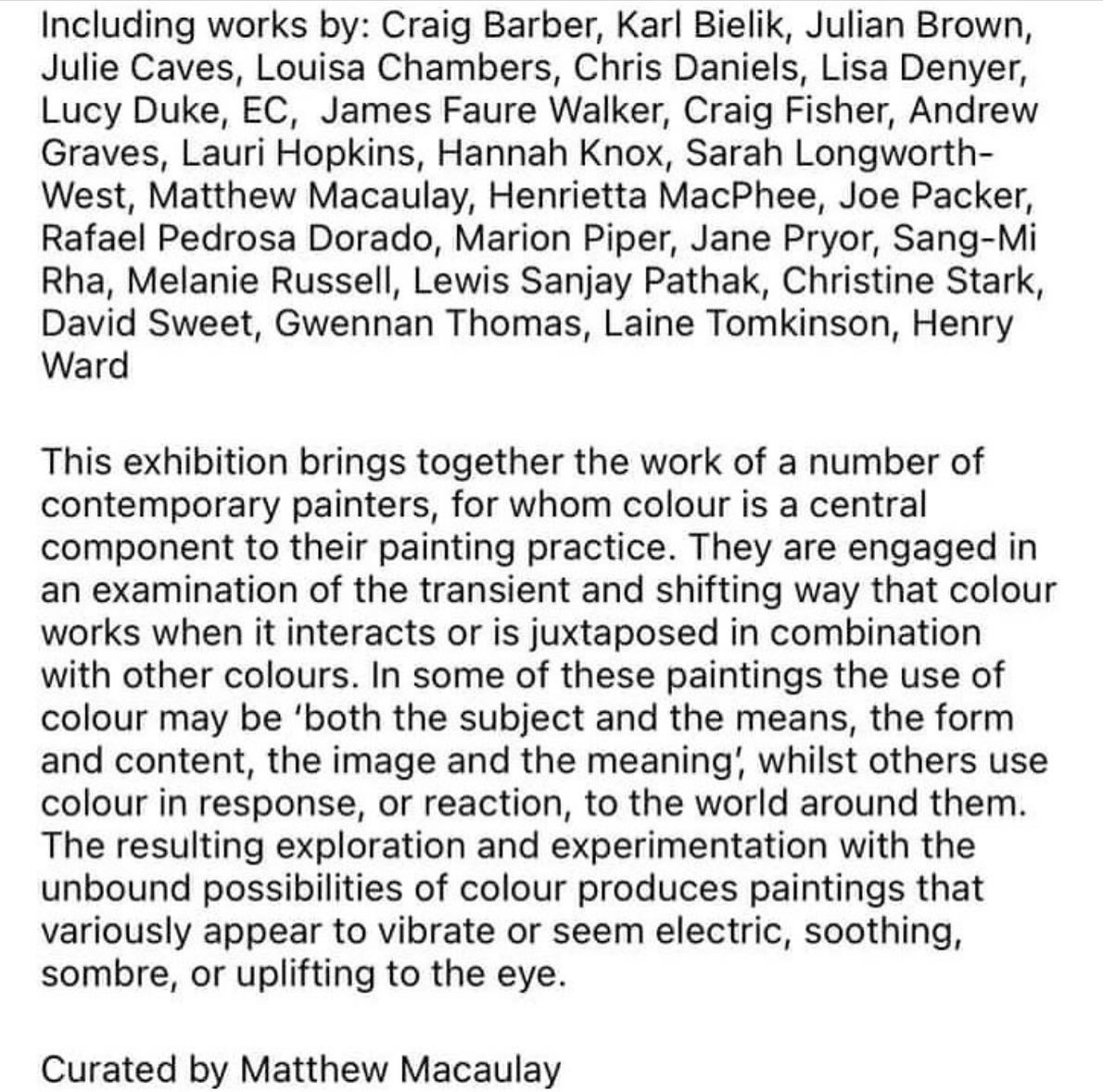 Happy to be showing in “Colours” curated by <a href="/MMMacaulay/">Dr Matthew Macaulay</a> at Stone Space  Gallery - 6 Church Lane, Leytonstone E11 1HQ
PV tonight - 6:30 - 8pm
